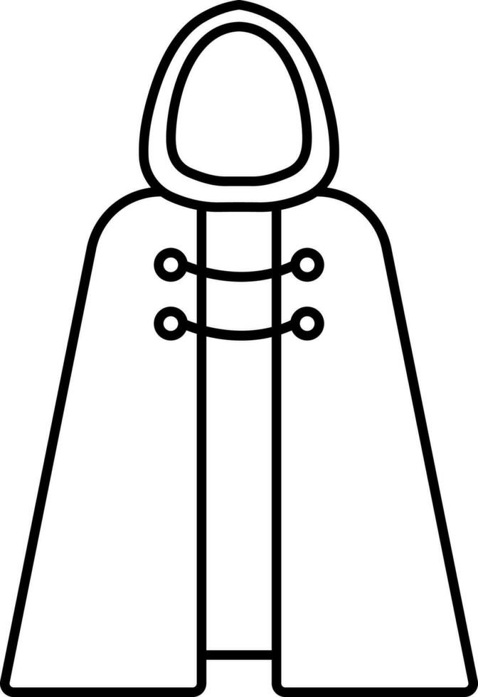 Isolated Black Outline Cape Icon. vector