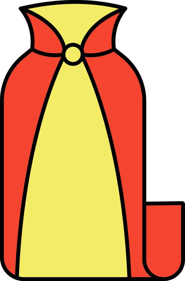 Isolated Flying Cape Icon in Red And Yellow Color. vector