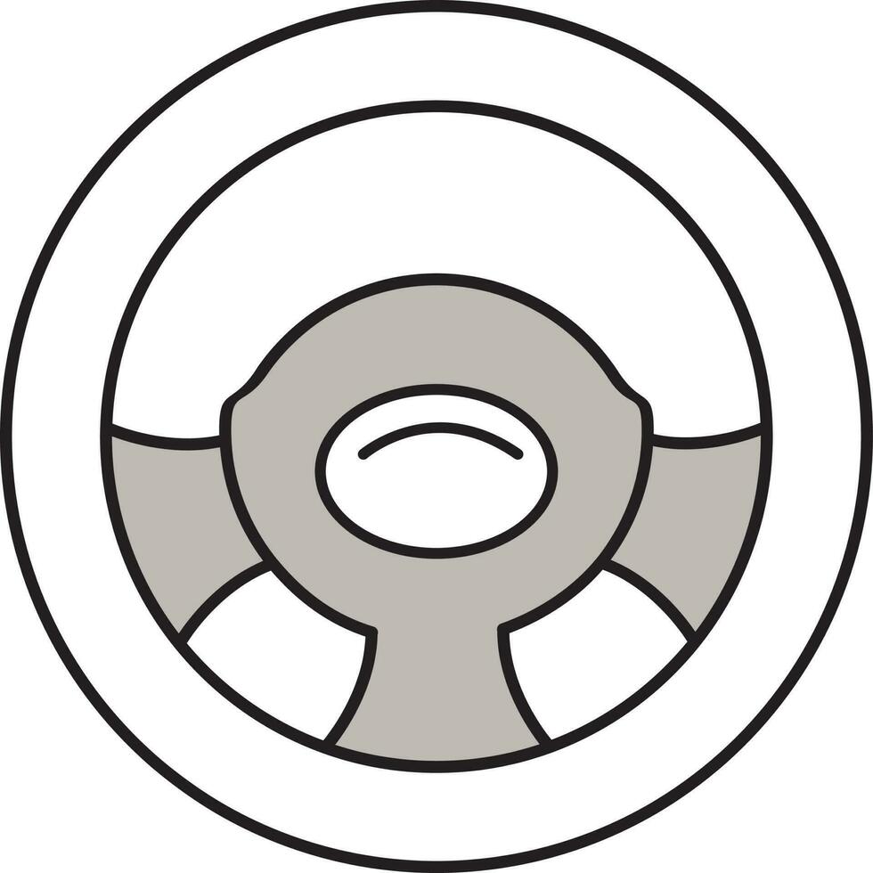 Steering Wheel Icon In Gray And White Color. vector