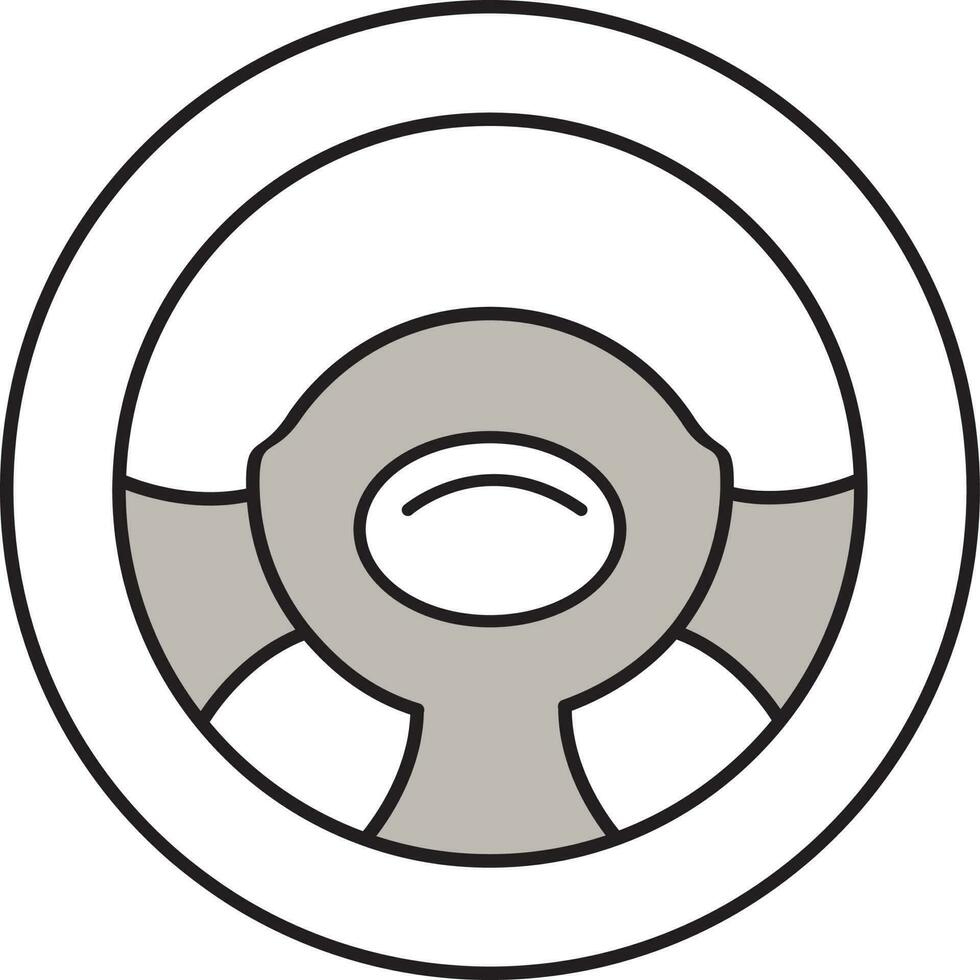 Steering Wheel Icon In Gray And White Color. vector