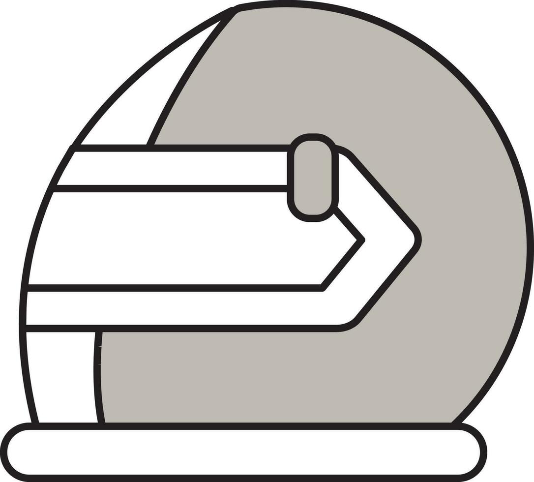 Racing Helmet Icon In Gray And White Color. vector