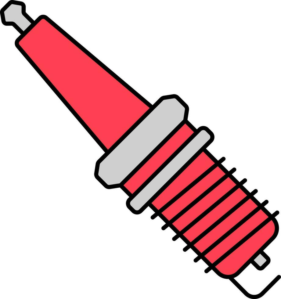Spark Plug Icon In Red And Gray Color. vector