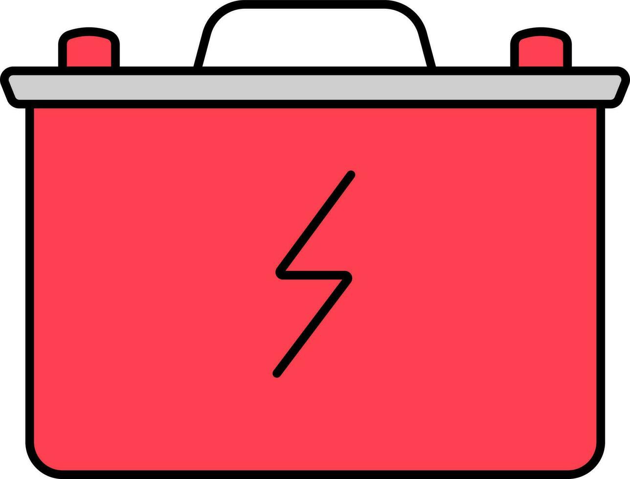 Tubular Battery Icon In Grey And Red Color. vector