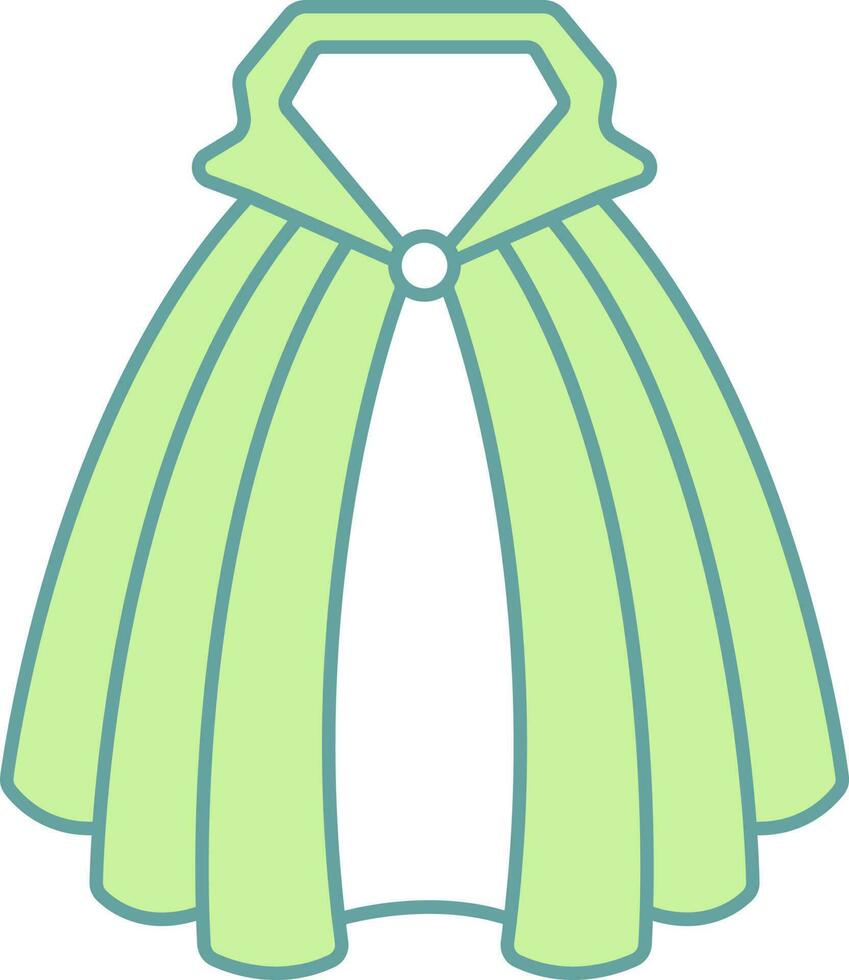Green Color Outline Cape Icon in Flat Style. vector