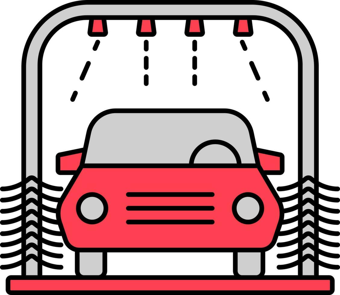 Automatic Car Wash Red And Orange Icon Or Symbol. vector