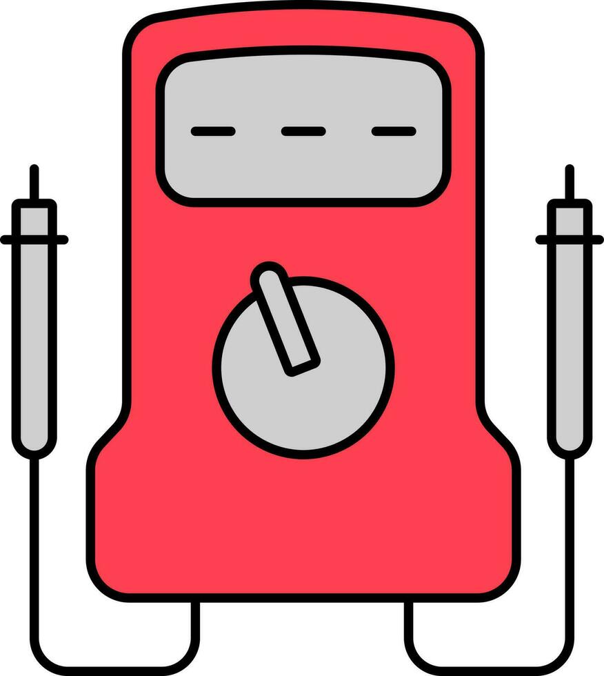 Multimeter Icon In Red And Gray Color. vector