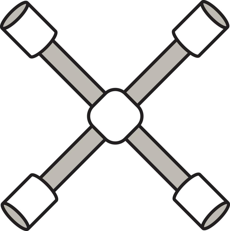 Cross Wrench Icon In Gray And White Color. vector