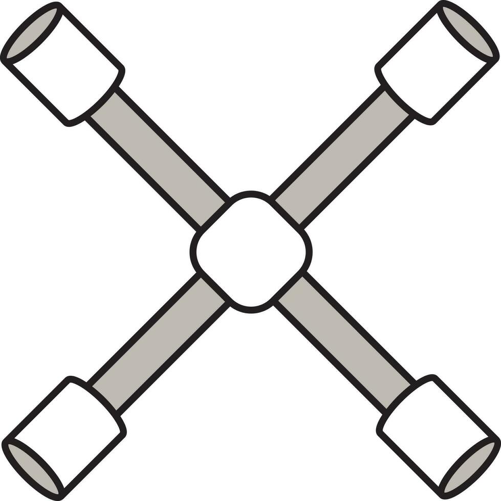 Cross Wrench Icon In Gray And White Color. vector