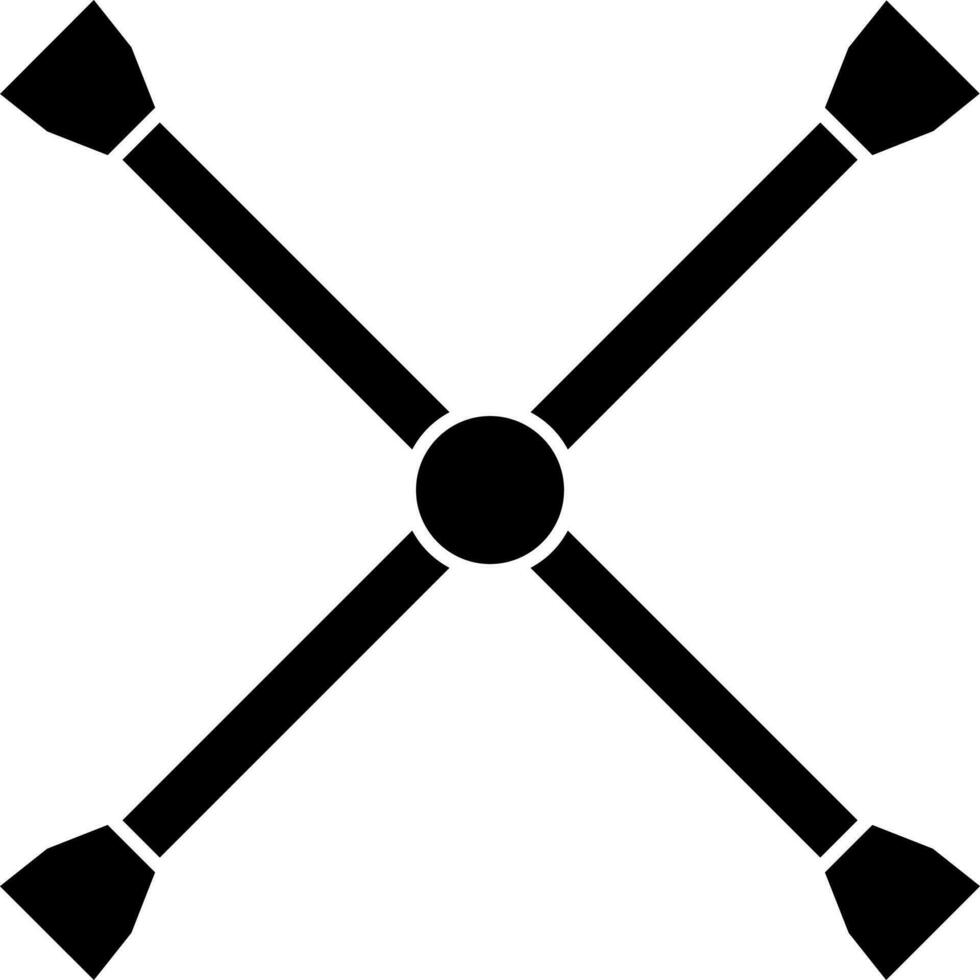 Cross Tubular Spanner Icon In Black Color. vector