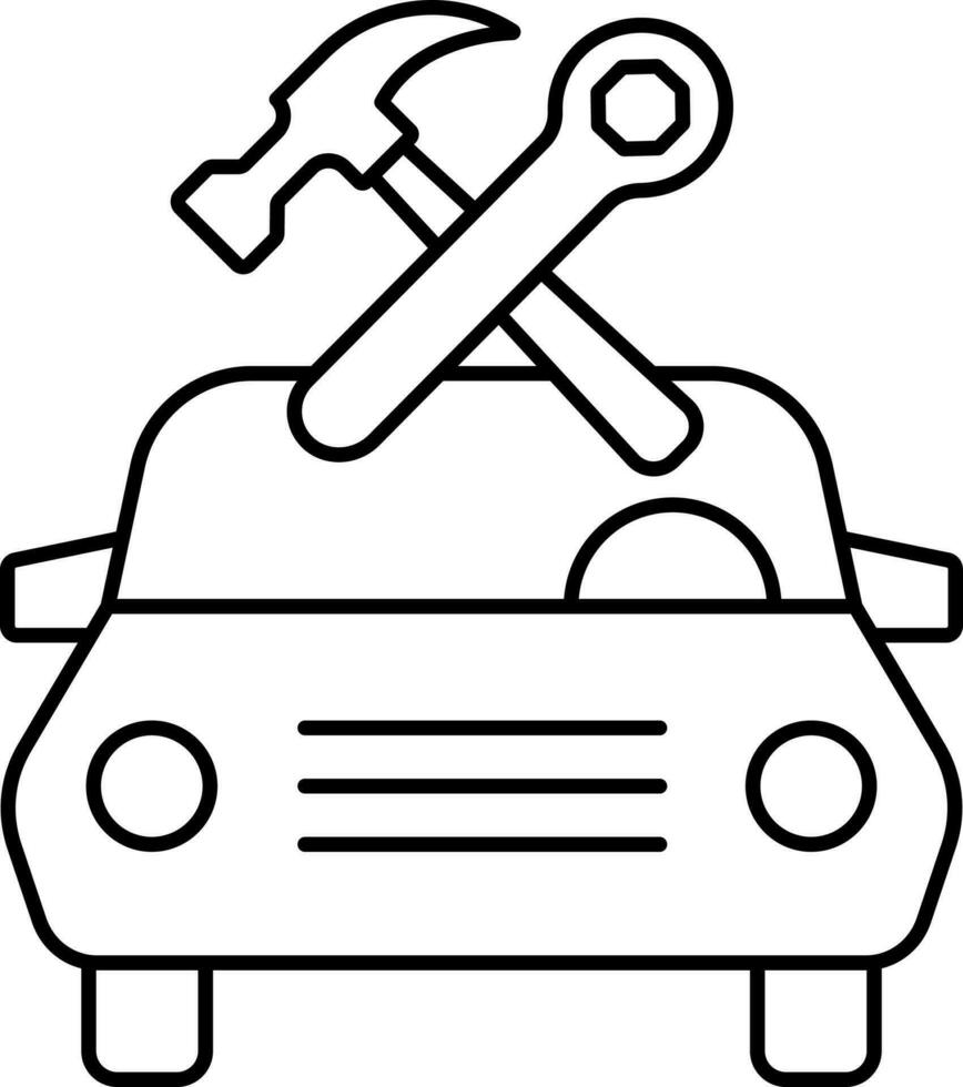 Car Service Or Repairing Icon In Black Outline. vector