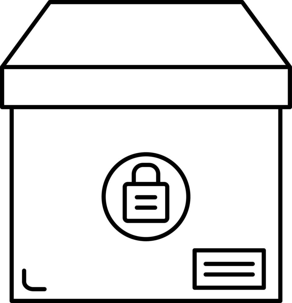 Locked Parcel Box Icon In Thin Line Art. vector