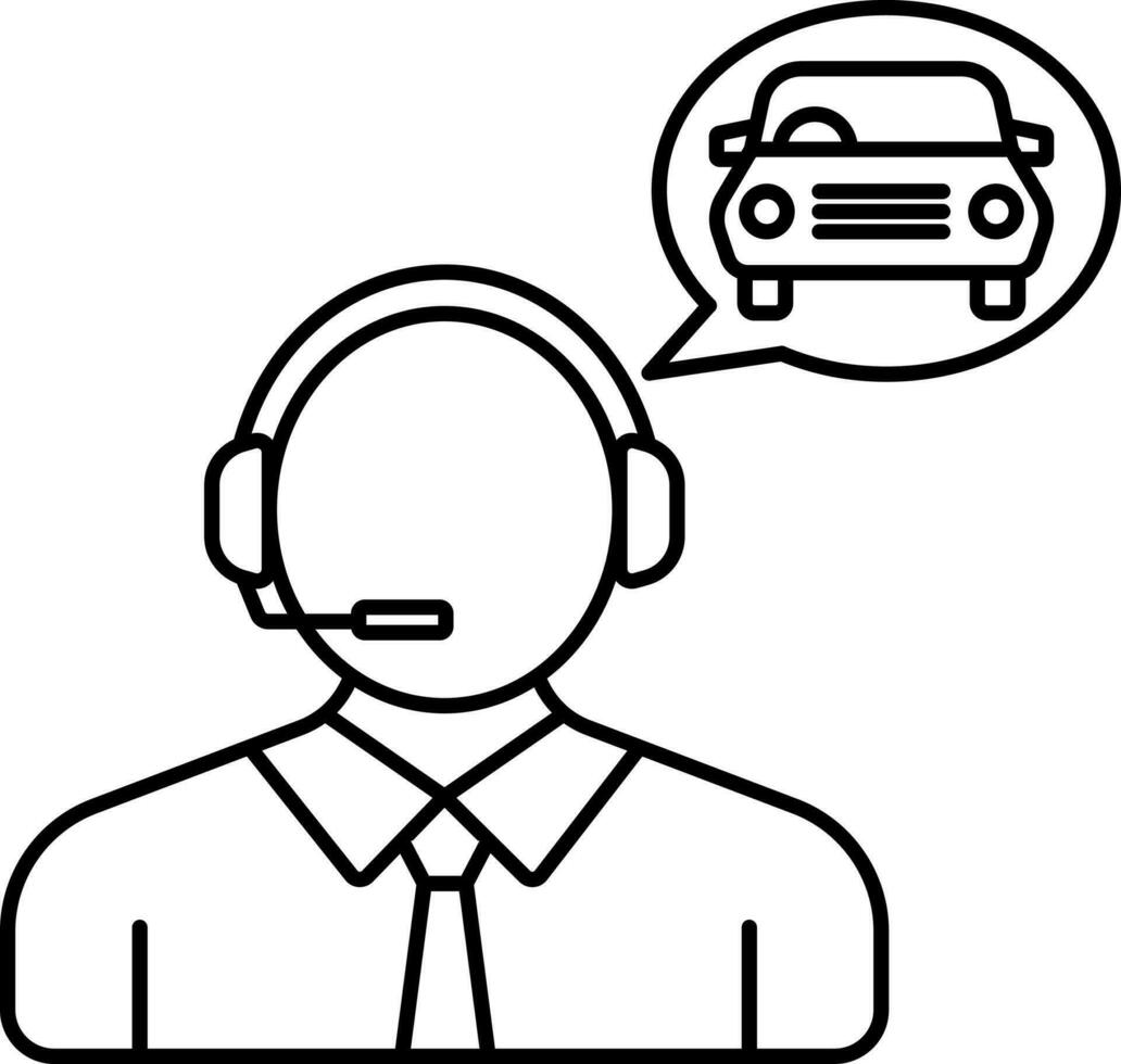 Customer Care With Vehicle For Car Service Or Automobile Icon In Thin Line. vector