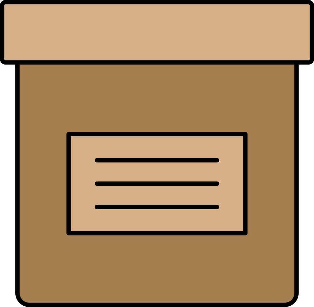 Brown Color Delivery Box Icon In Flat Style. vector