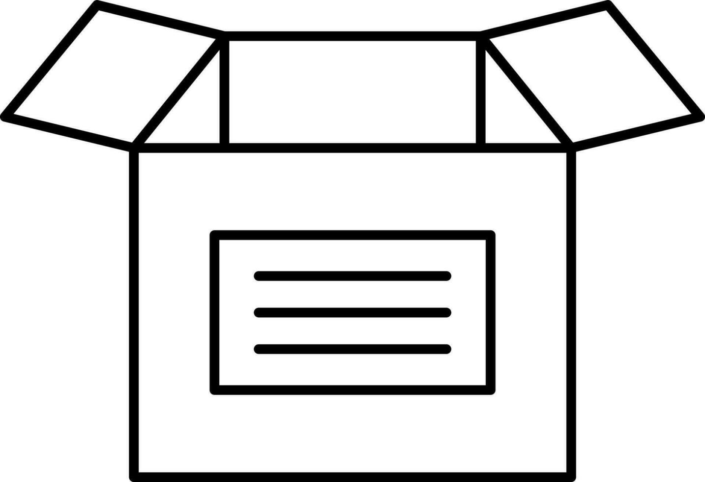 Black Line Art Open Box Icon In Flat Style. vector