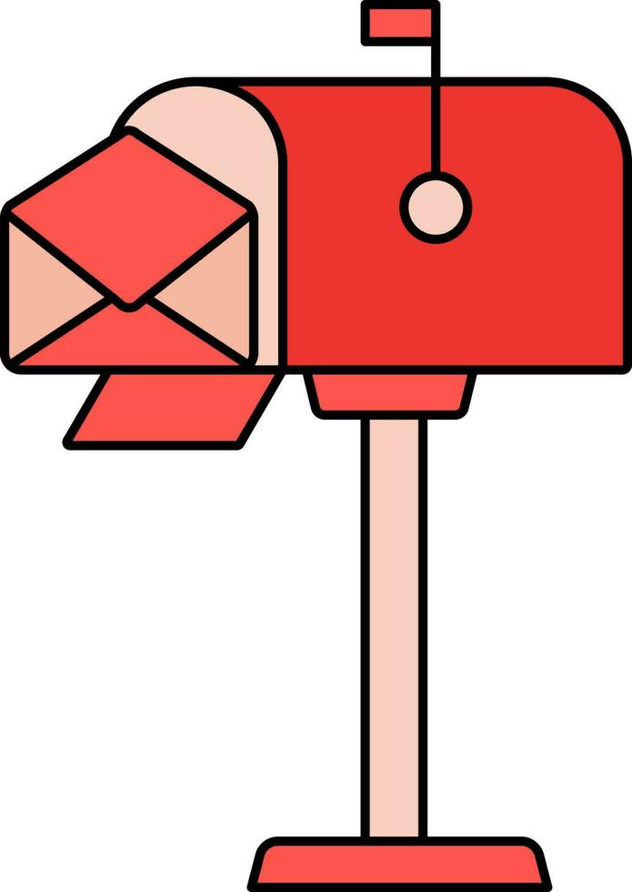 Mailbox Icon Or Symbol In Red Color. vector