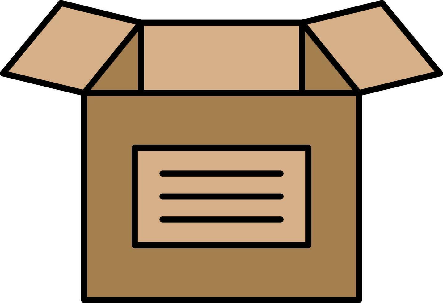 Brown Color Open Box Icon In Flat Style. vector