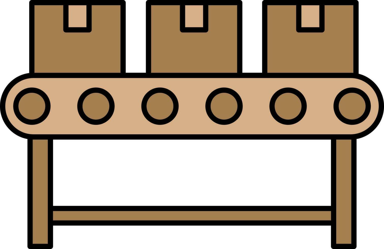Conveyor With Boxes Icon In Brown Color. vector