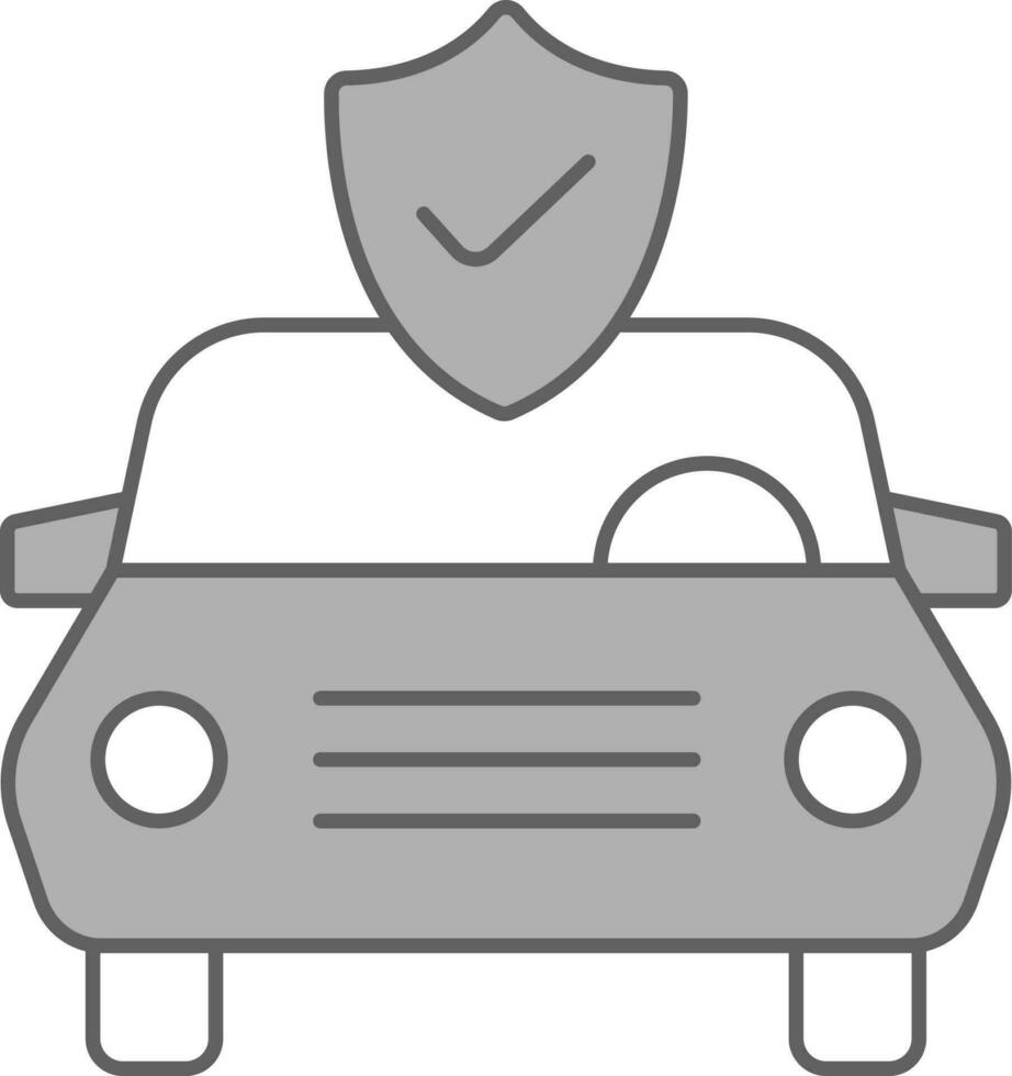 cheque coche seguridad o seguro icono en blanco y gris color. vector