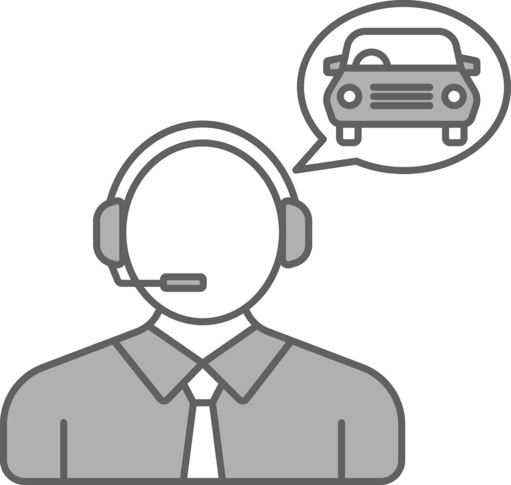 Customer Care With Vehicle For Car Service Or Automobile Icon In Grey And White Color. vector