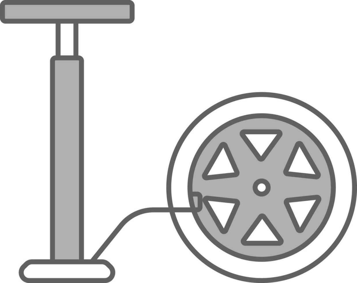 Pumping Air In Tyre Icon In White And Gray Color. vector