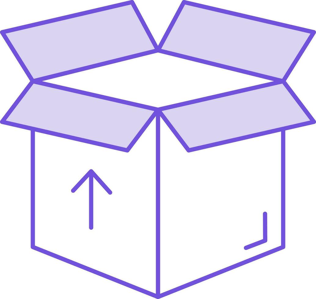 Open Box Icon In Purple And White Color. vector