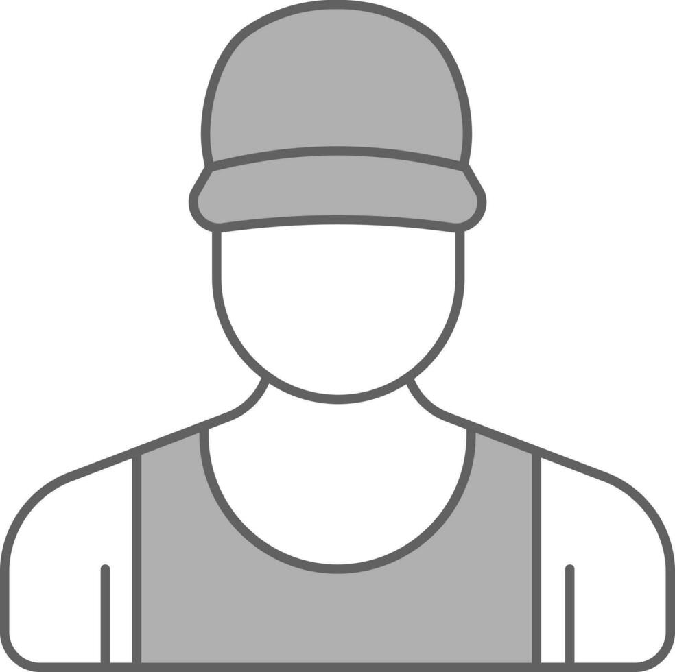 Faceless Young Man Wearing Sleeveless Inner With Cap Icon In Grey And White Color. vector