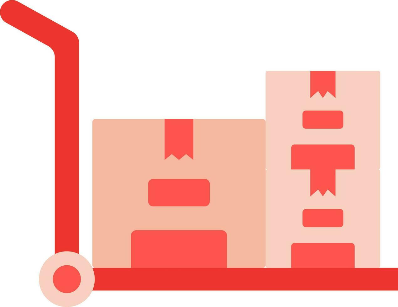 Parcel Trolley Icon Or Symbol In Red Color. vector