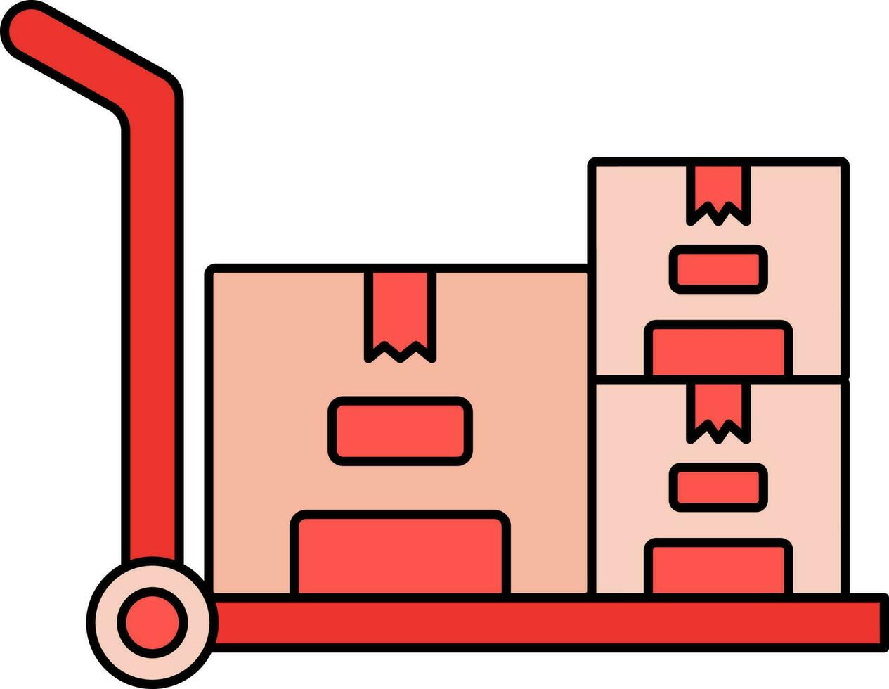 Parcel Trolley Icon Or Symbol In Red Color. vector