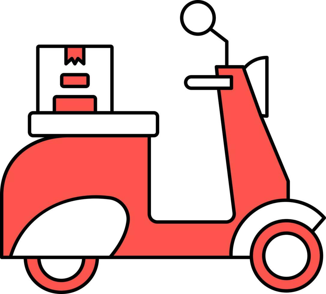 Red And White Motorcycle Delivery Icon Or Symbol. vector