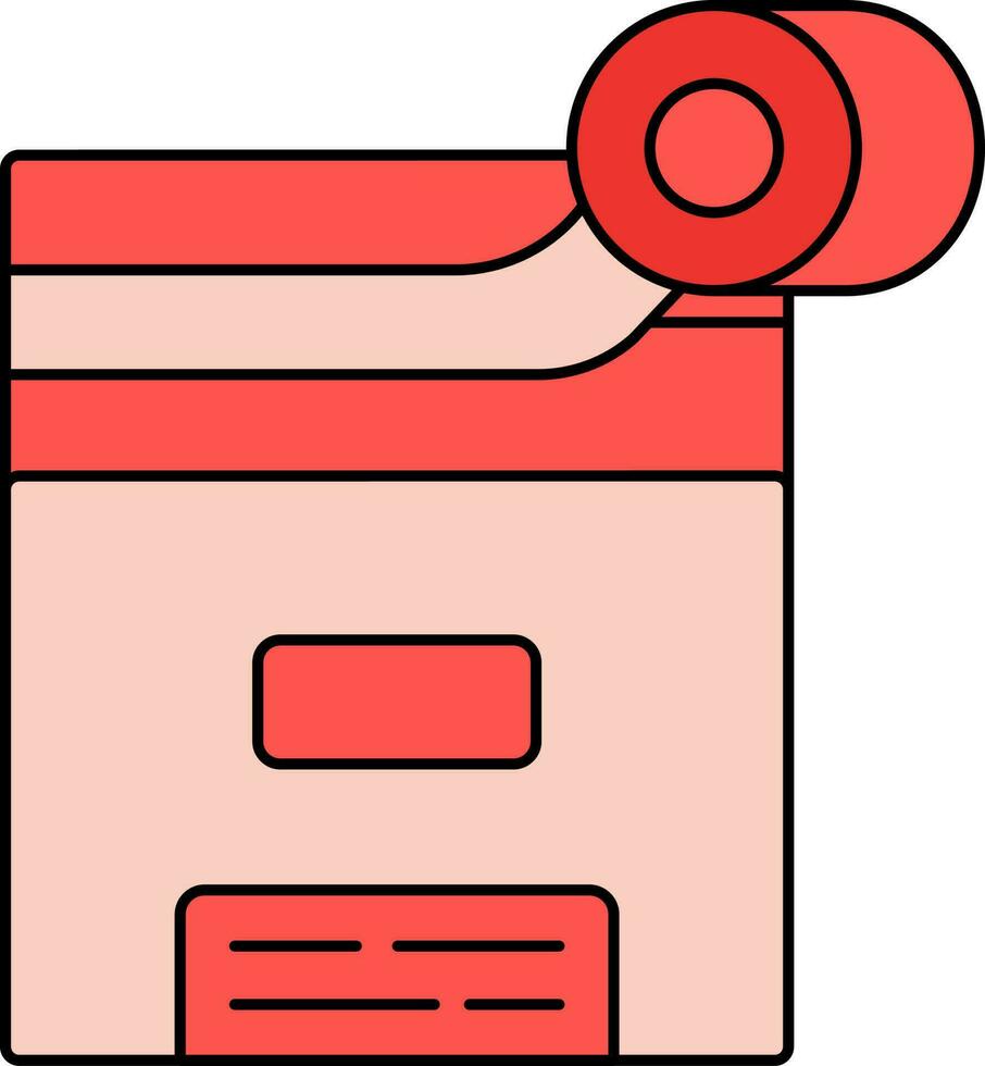 Illustration Of Packing Parcel Or Courier Icon In Red Color. vector