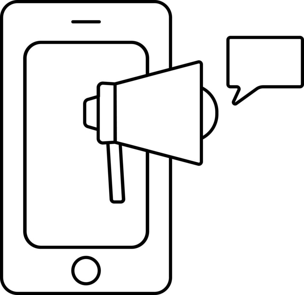 Stroke Style Online Advertising In Mobile Icon. vector