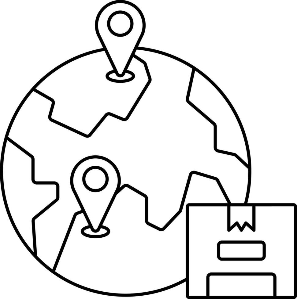 Global Parcel Tracking Icon In Thin Line Art. vector