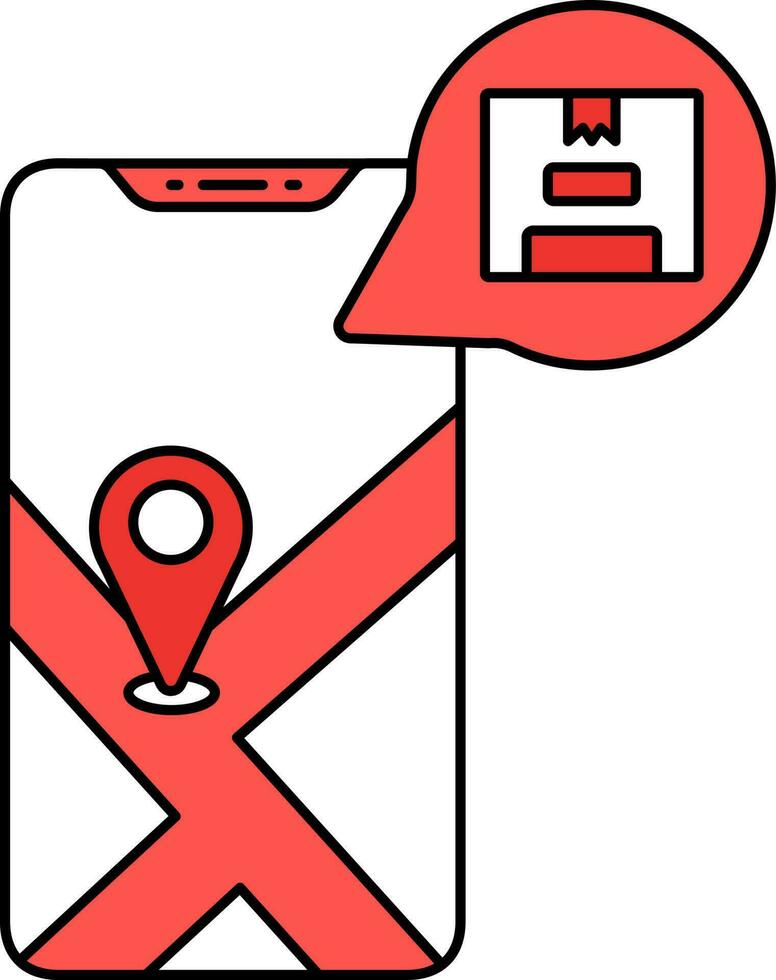 Red And White Online Parcel Tracking In Smartphone. vector