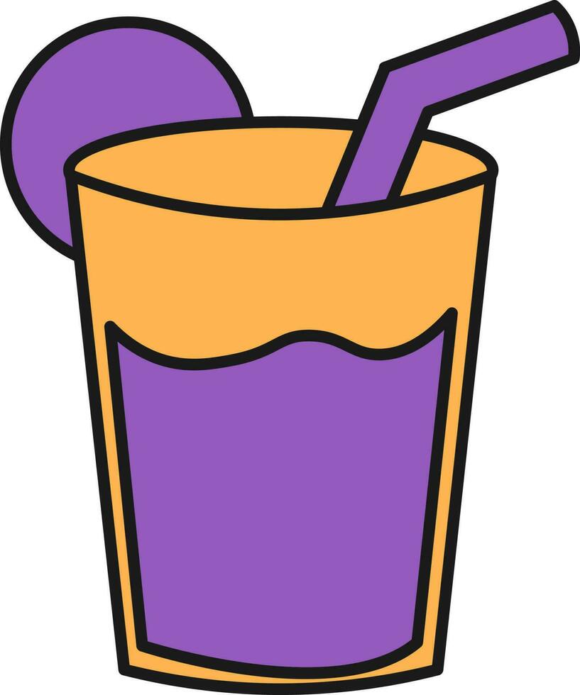 Juice Glass Icon In Purple And Orange Color. vector