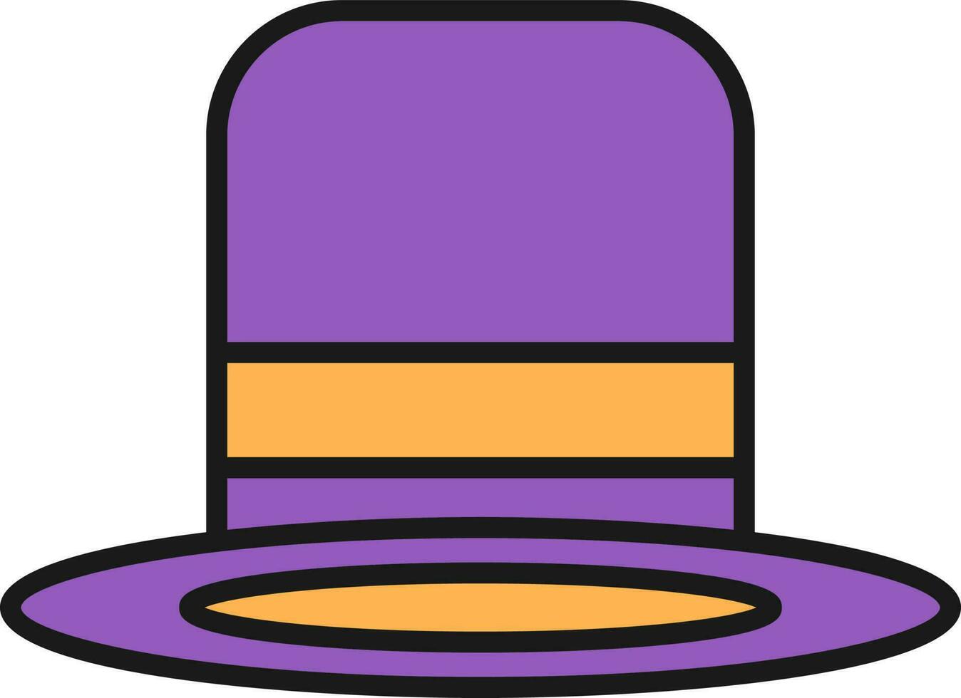 Top Hat Icon In Purple And Orange Color. vector