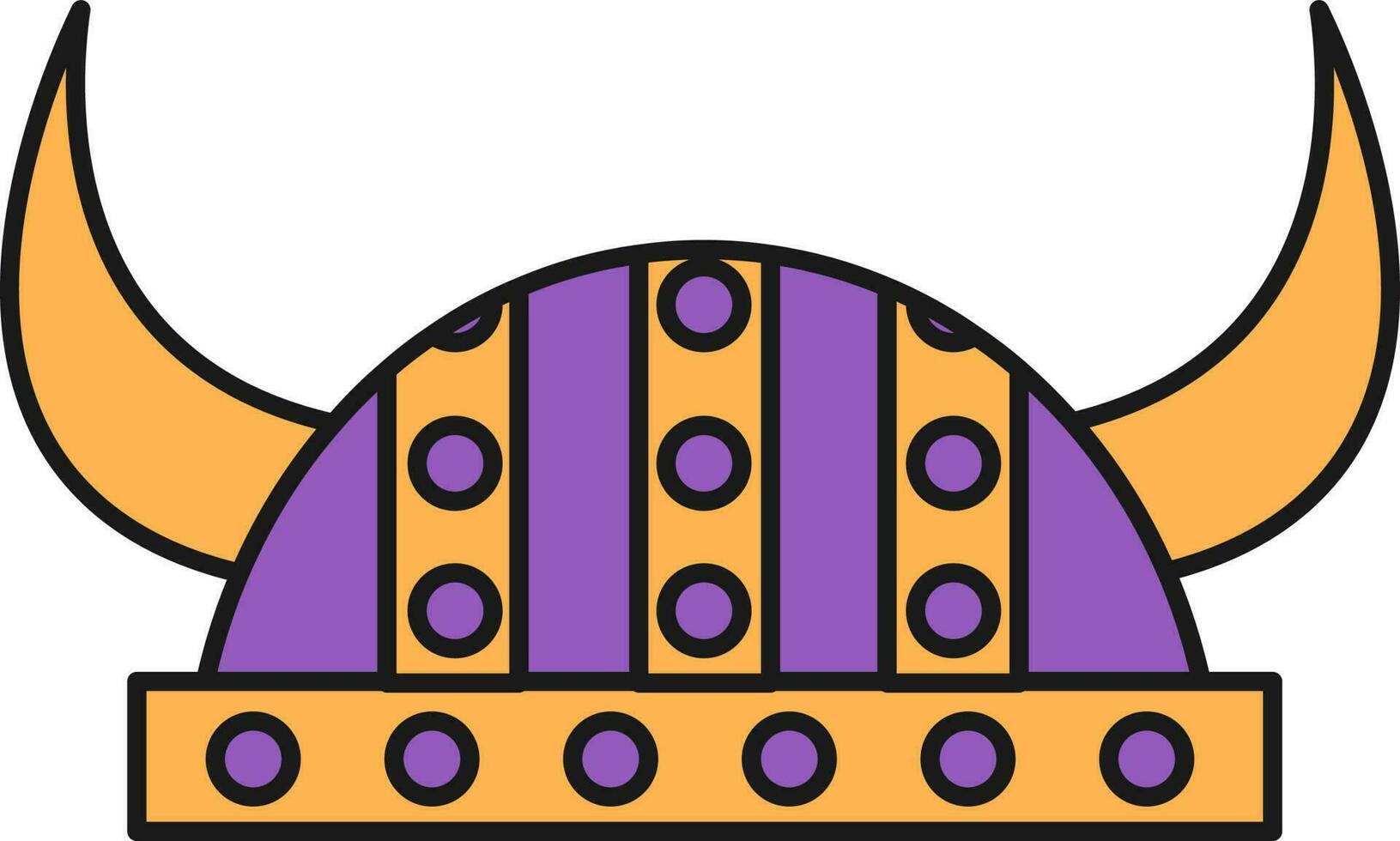 Viking Helmet Icon In Purple And Orange Color. vector