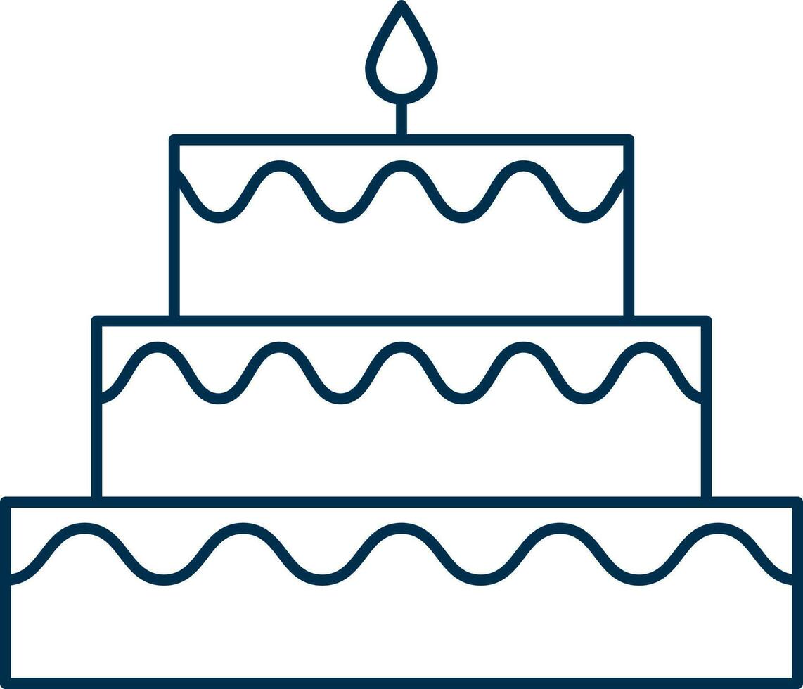Vector Illustration of Cake Icon in Thin Line Art.
