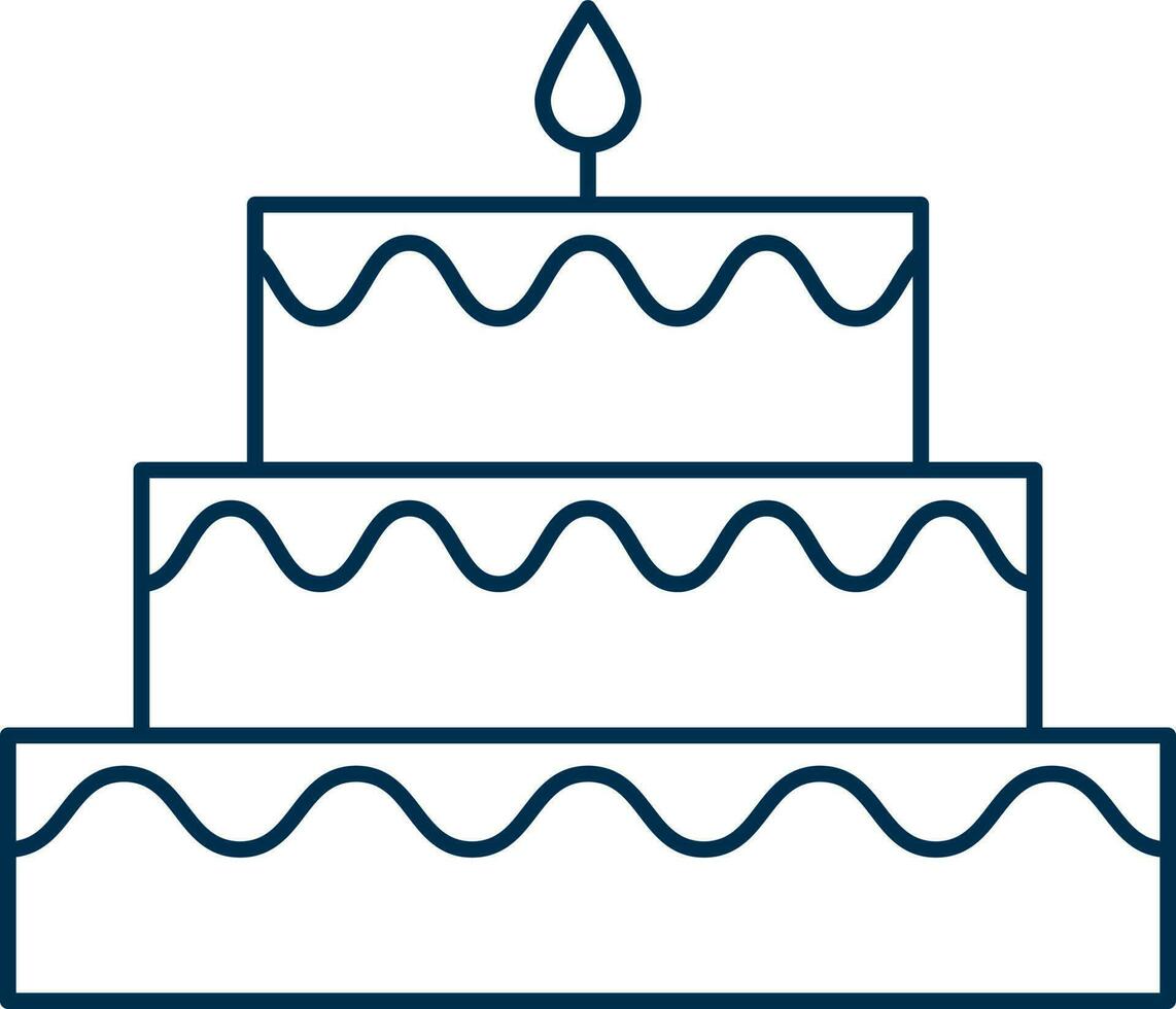 Vector Illustration of Cake Icon in Thin Line Art.