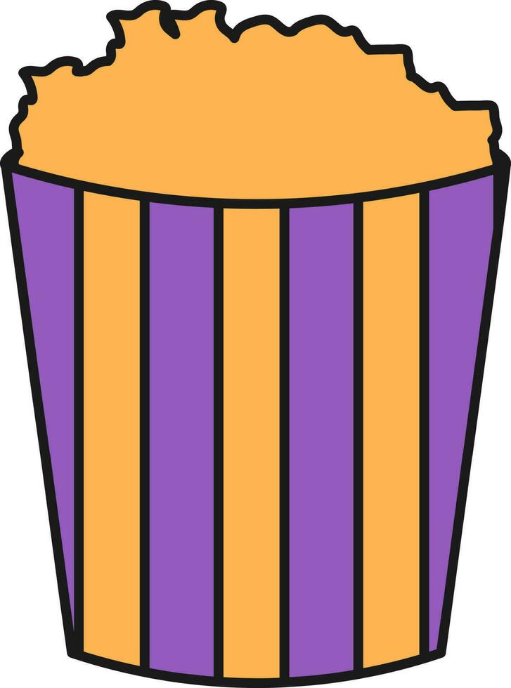 Popcorn Box Icon In Purple And Orange Color. vector