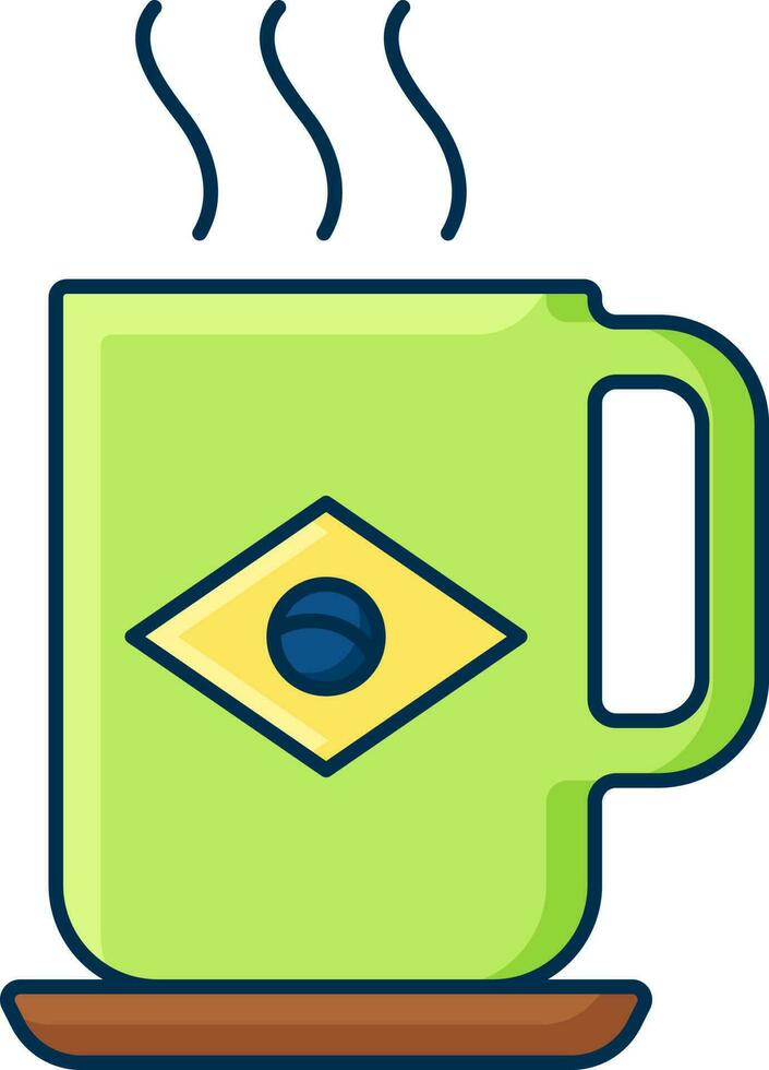 Colorful Brazil Flag Printed Cup Icon in Flat Style. vector