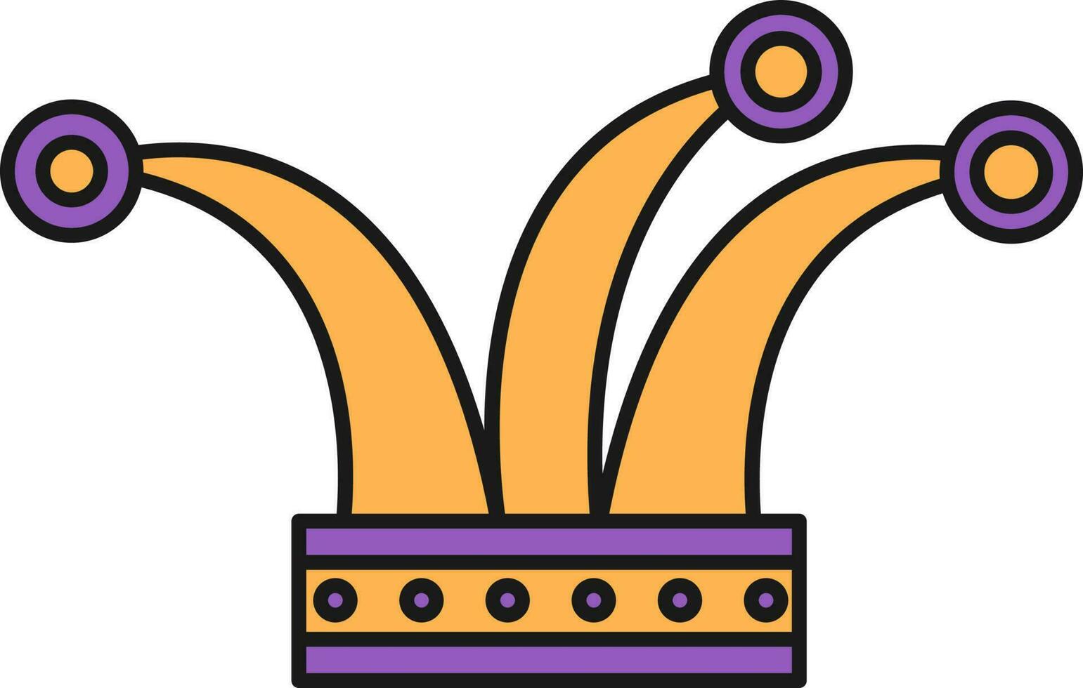 bufón sombrero icono en púrpura y naranja color. vector