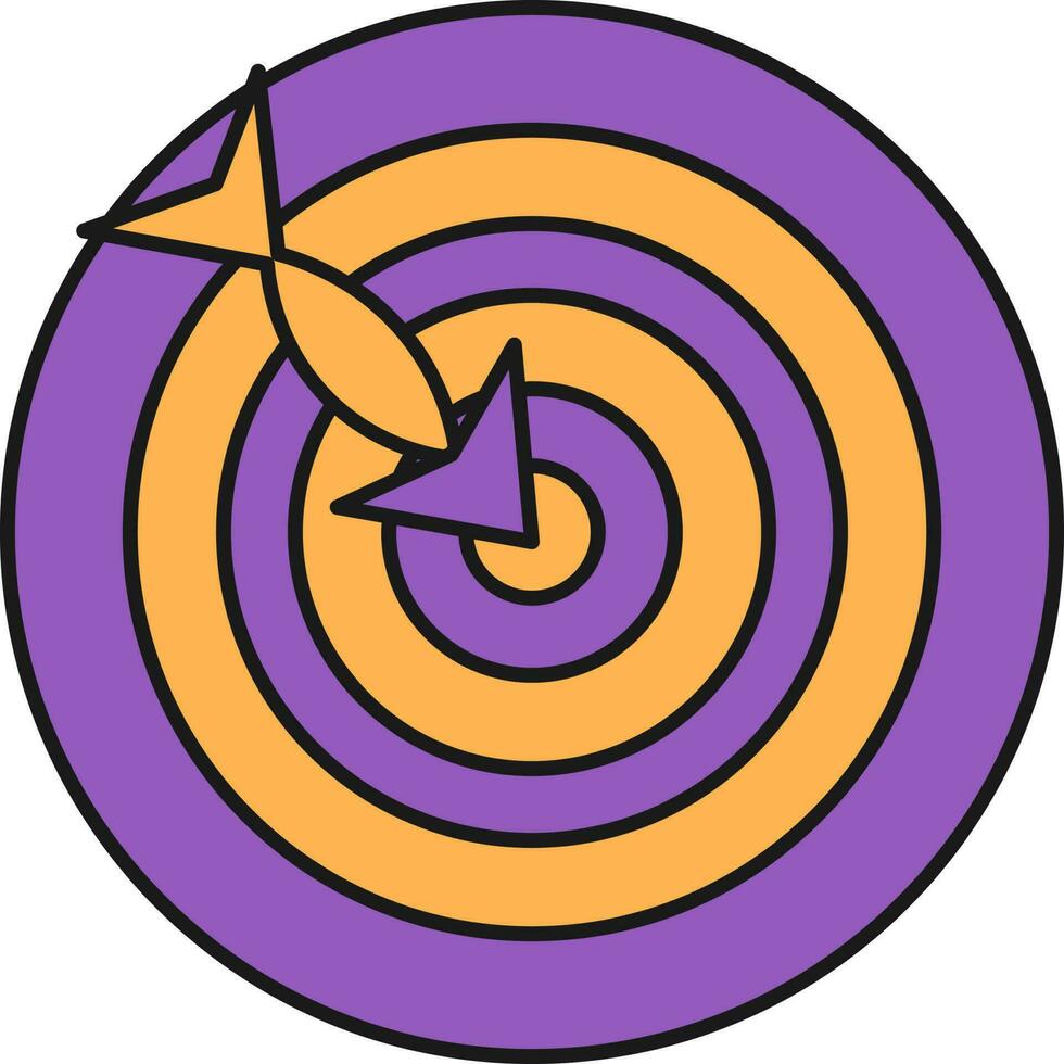 Dartboard Or Target Icon In Purple And Orange Color. vector