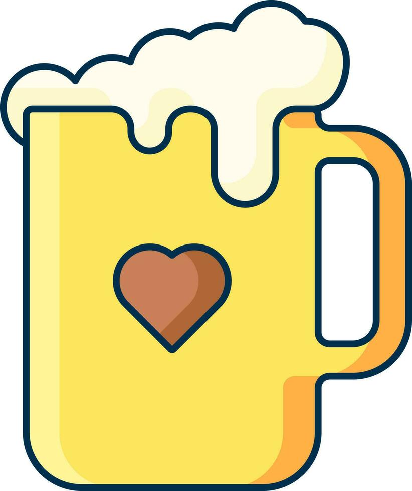 Isolated Beer Mug Icon in Yellow Color. vector