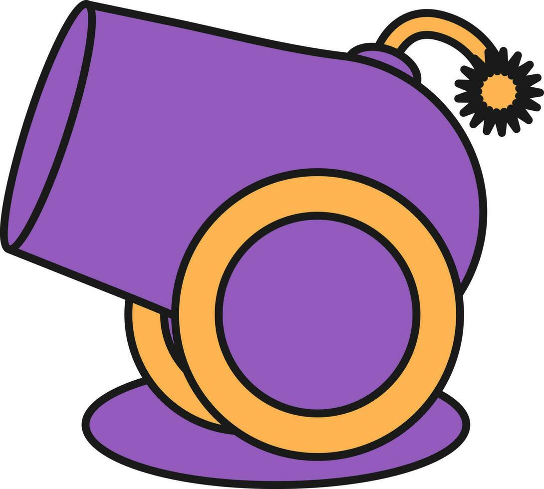 Flat Style Canon Icon In Purple And Orange Color. vector
