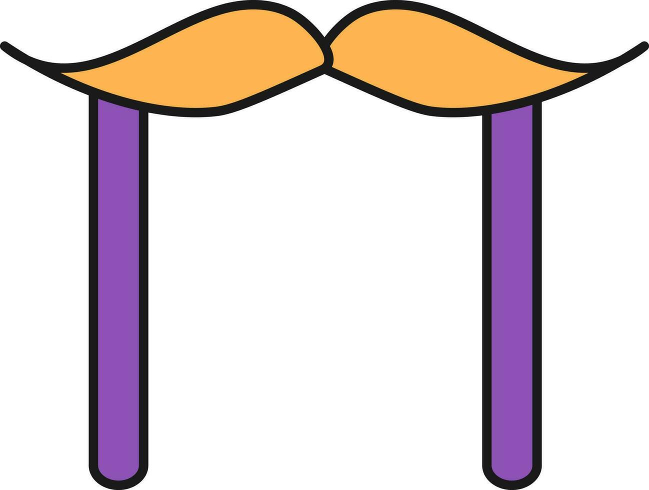 Mustache Stick Icon In Purple And Orange Color. vector