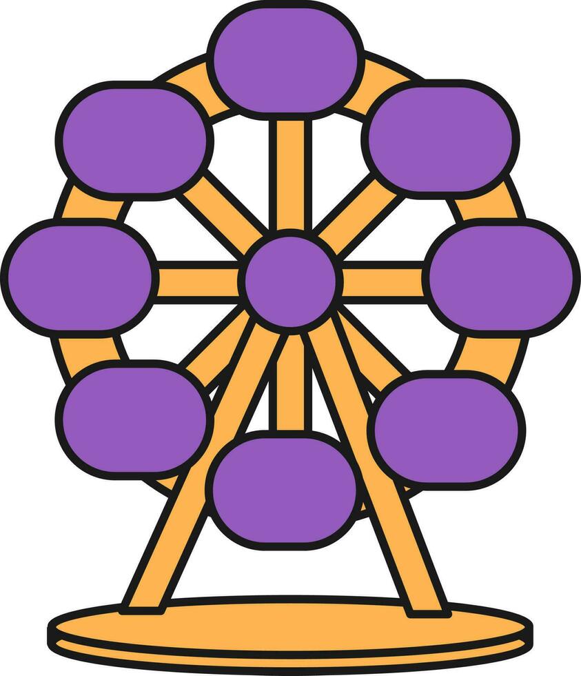 Ferris Wheel Icon In Purple And Orange Color. vector