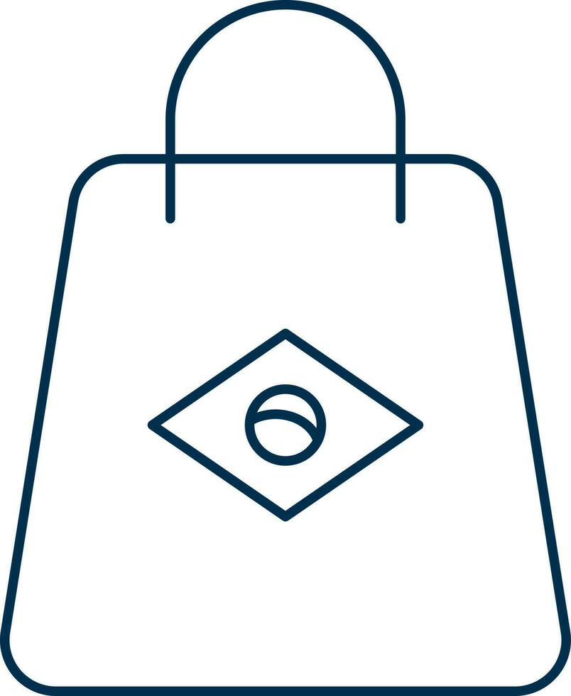 Shopping bag with Brazil flag Icon in Line Art. vector