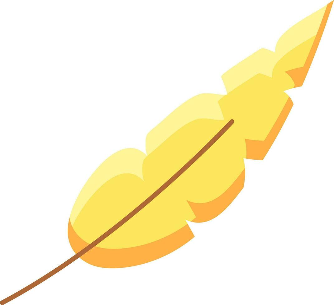 Yellow Color Feather Icon Illustration. vector