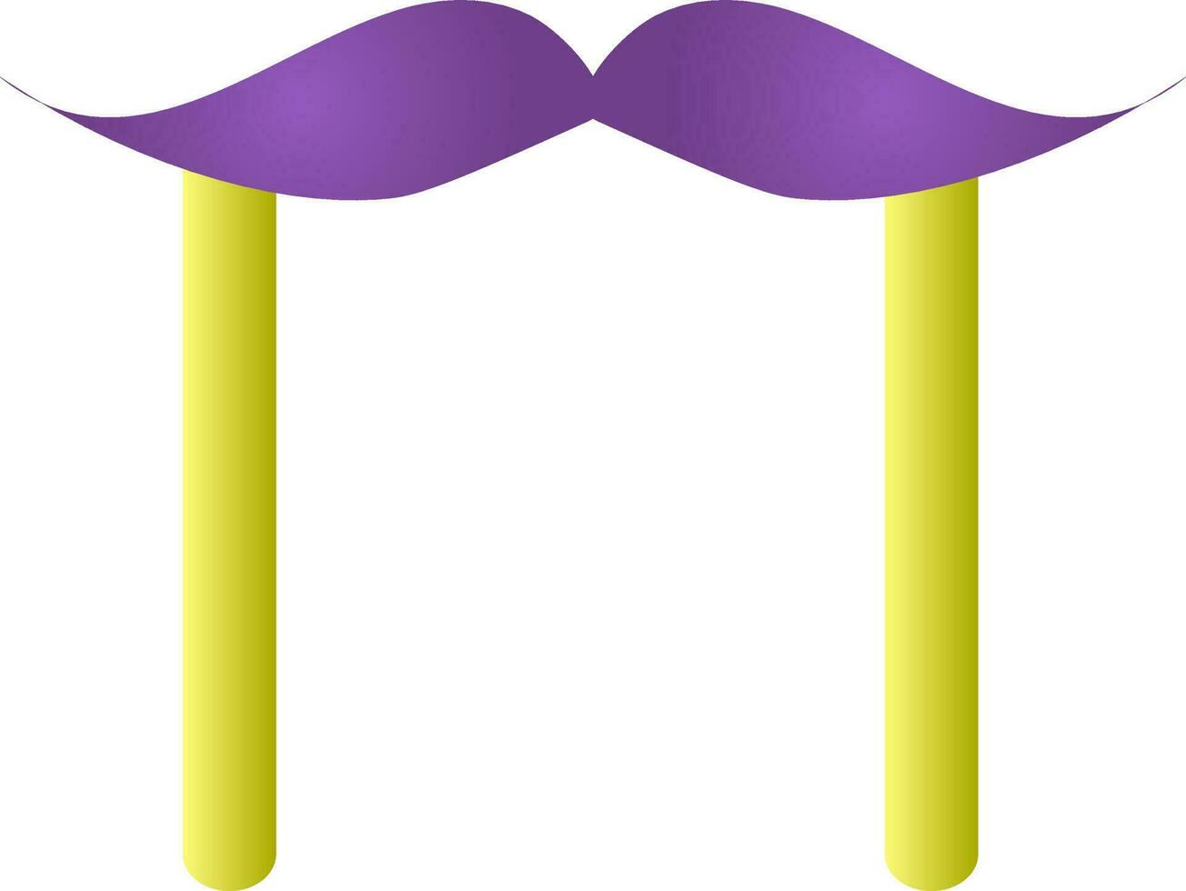 Mustache Stick Icon In Purple And Green Color. vector