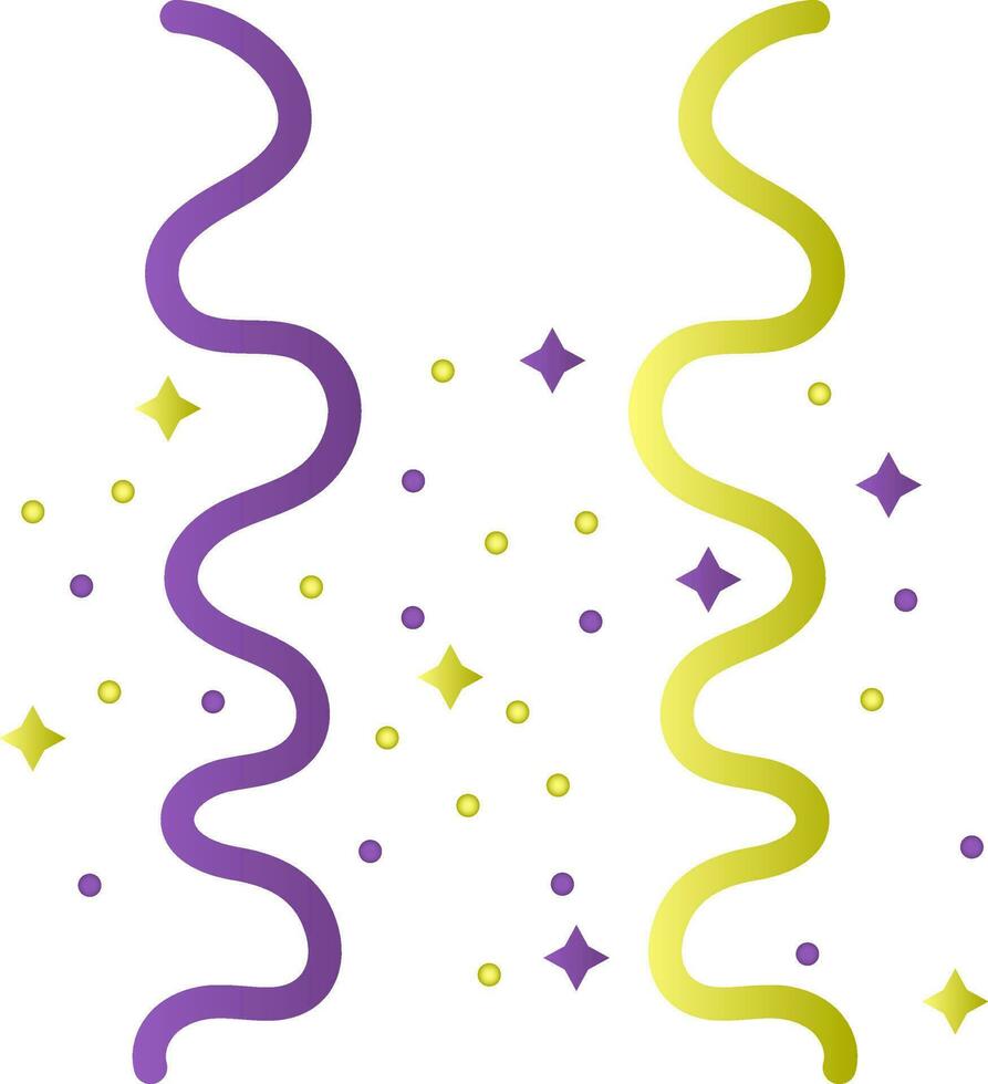 Purple And Green Color Streamers Icon In Flat Style. vector